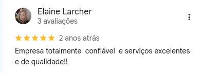 Avaliação de 5 estrelas no Google escrita por Elaine Larcher
