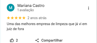 Avaliação de 5 estrelas no Google escrita por Mariana Castro